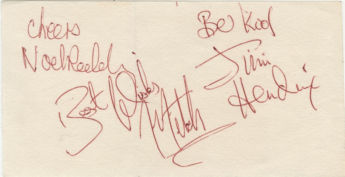 Jimi Hendrix Experience Original Inscribed Signatures